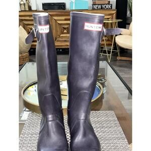 Hunter Original Tall Rain Boots Rubber Size Womens 6 Mens 5 Matte Navy